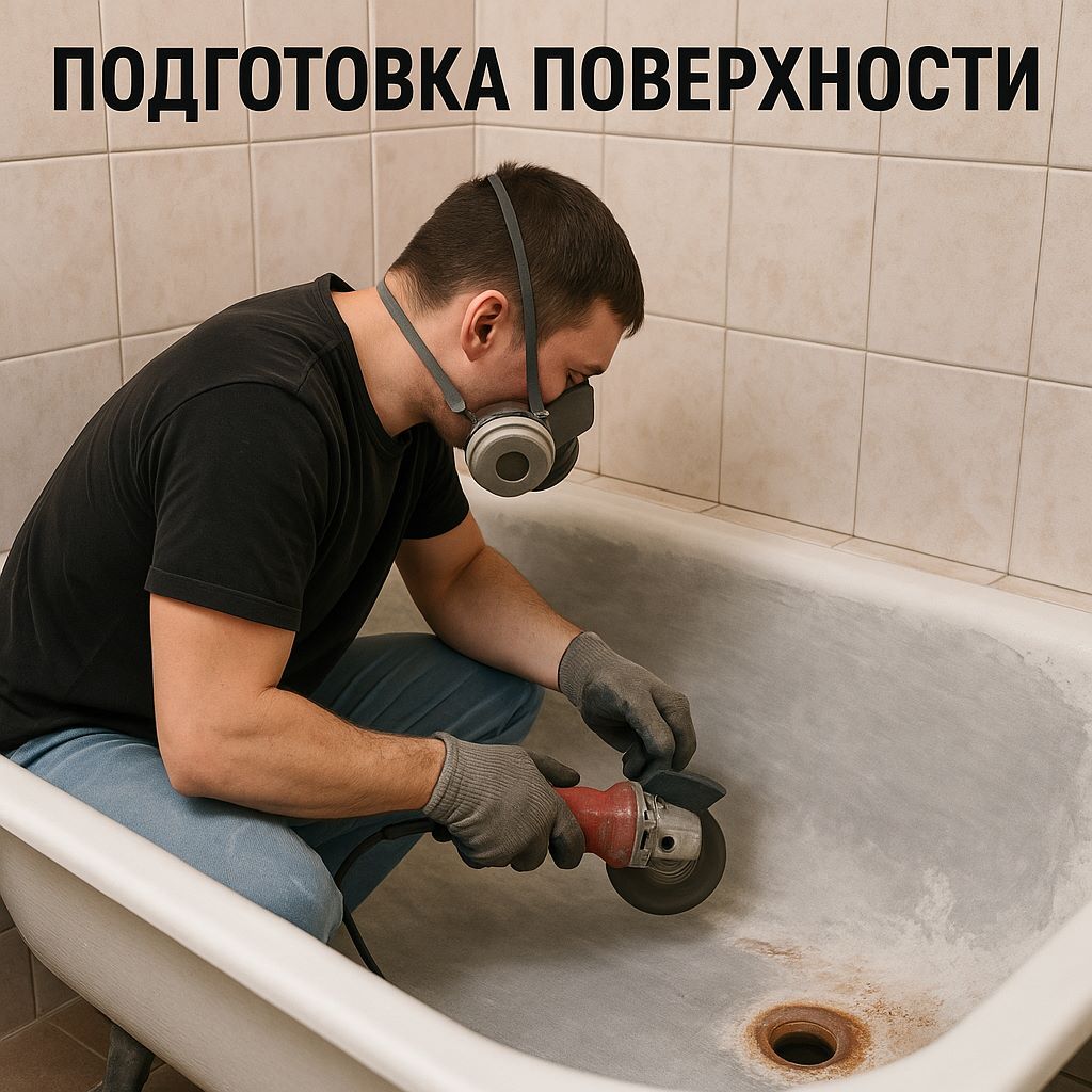 Подготовка поверхности ванны перед нанесением покрытия