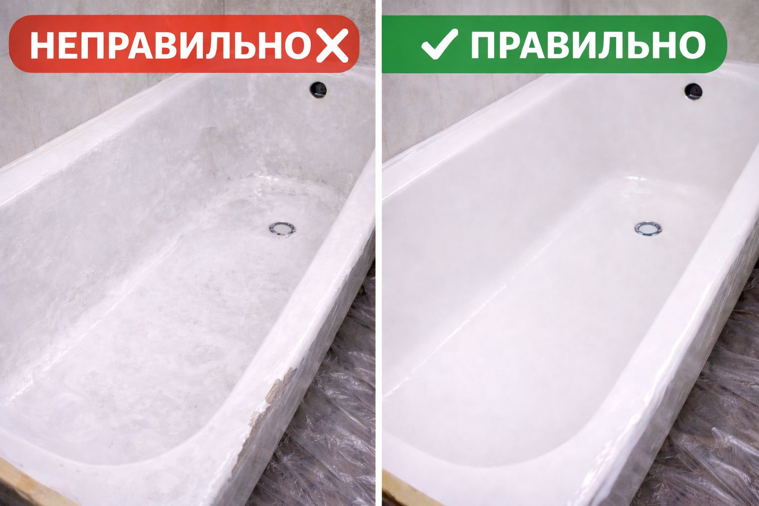Реставрация акриловых ванн